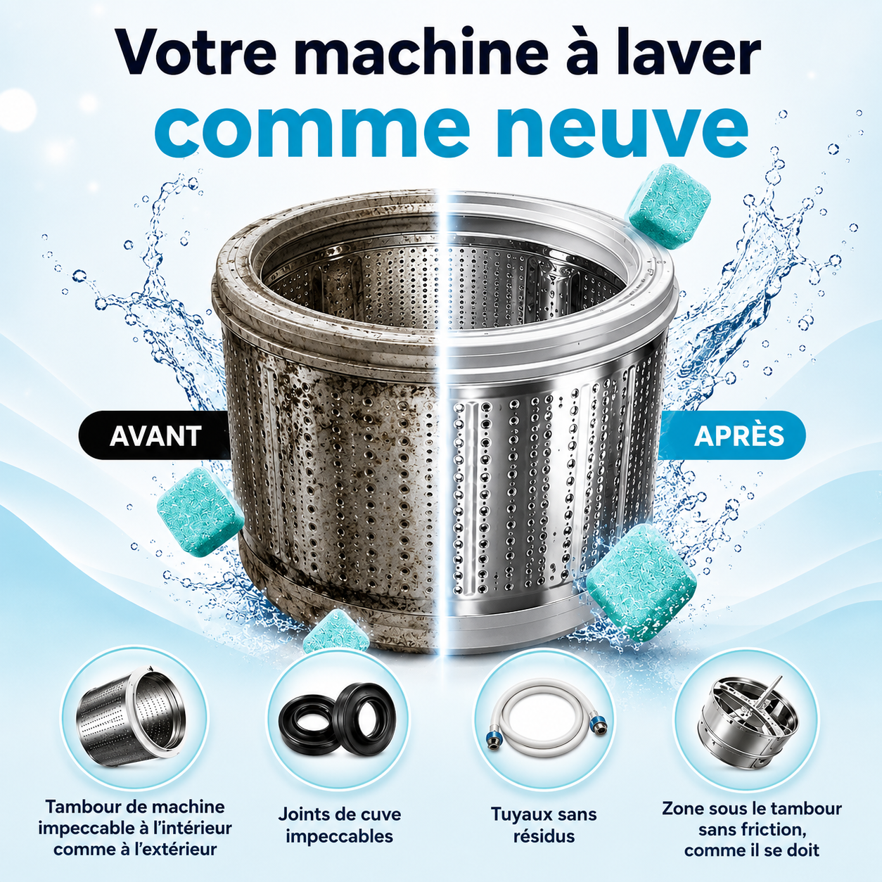VELEVORA – NETTOYANT MACHINE À LAVER PRO